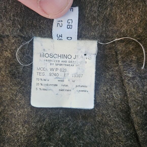 Vtg MOSCHINO Jeans Wool Trouser Pants Women's 8 Embroidered Ankle Slits Green - Picture 13 of 14